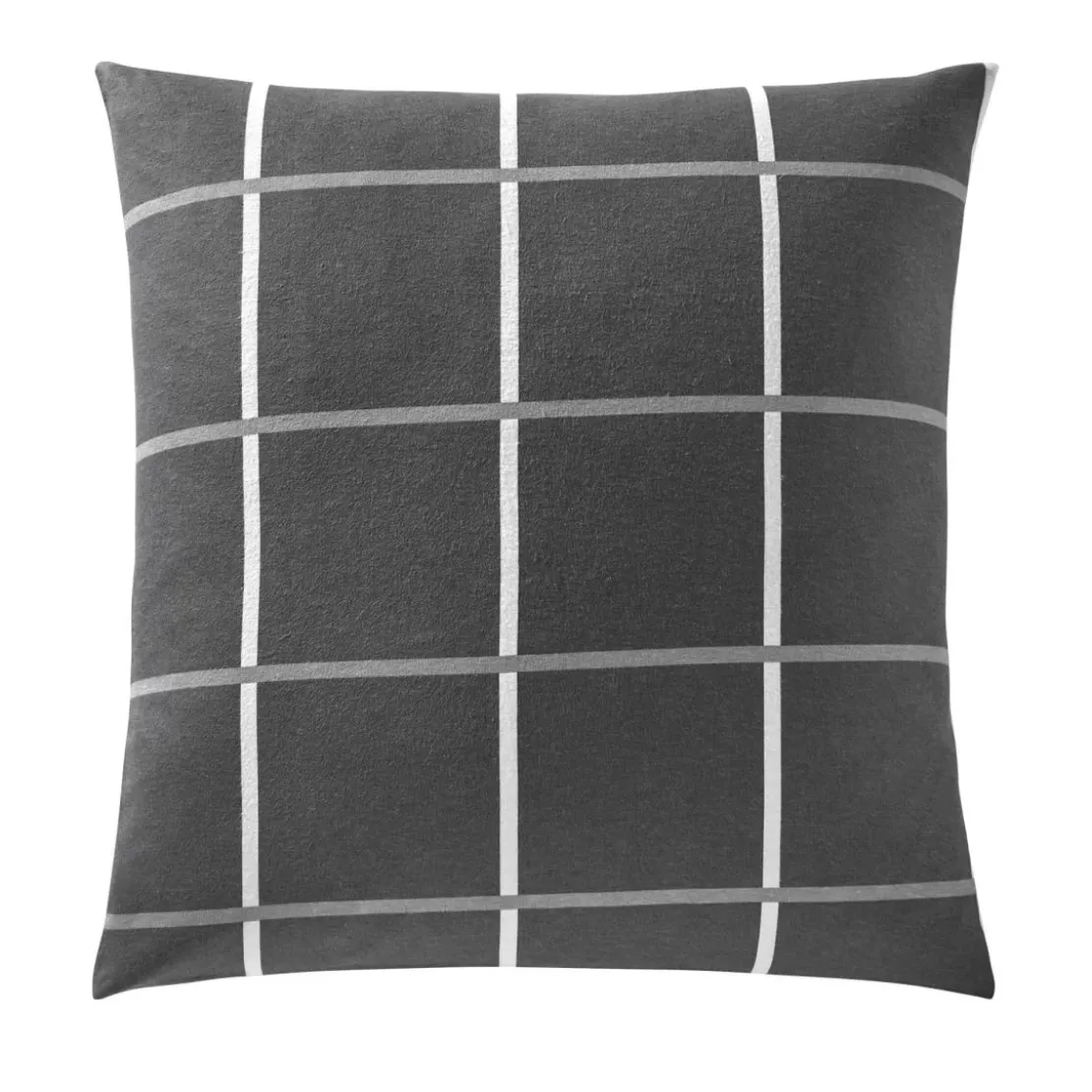 BecquetTaie d'oreiller réversible en coton gris - CARREAUX