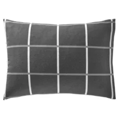 BecquetTaie d'oreiller réversible en coton gris - CARREAUX