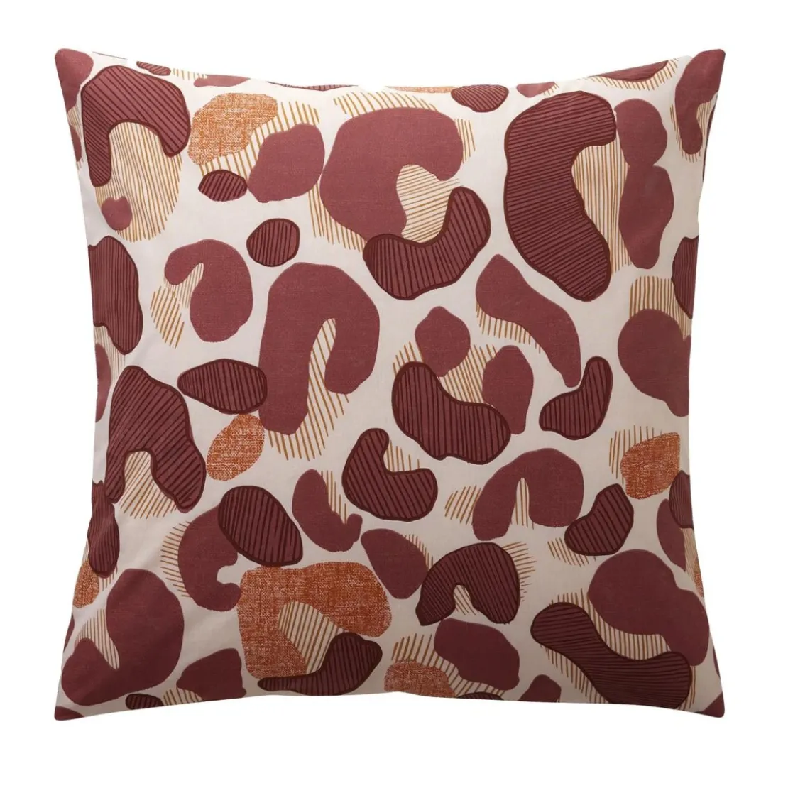 BecquetTaie d'oreiller réversible en coton sable à motif graphique terracotta - PAULETTE