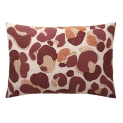 BecquetTaie d'oreiller réversible en coton sable à motif graphique terracotta - PAULETTE