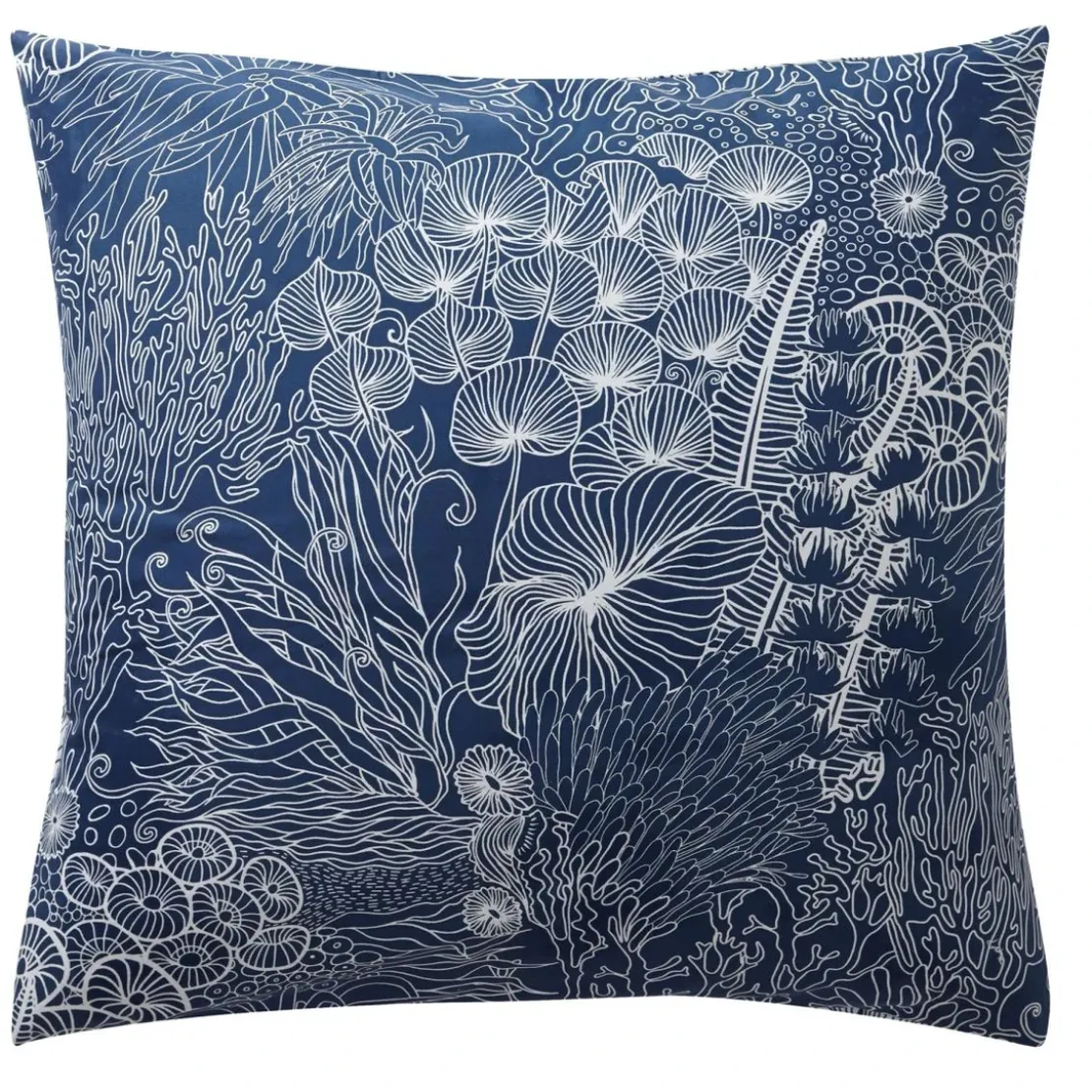 BecquetTaie d'oreiller réversible en coton bleu à motif marin - LES PROFONDEURS