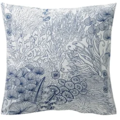 BecquetTaie d'oreiller réversible en coton bleu à motif marin - LES PROFONDEURS