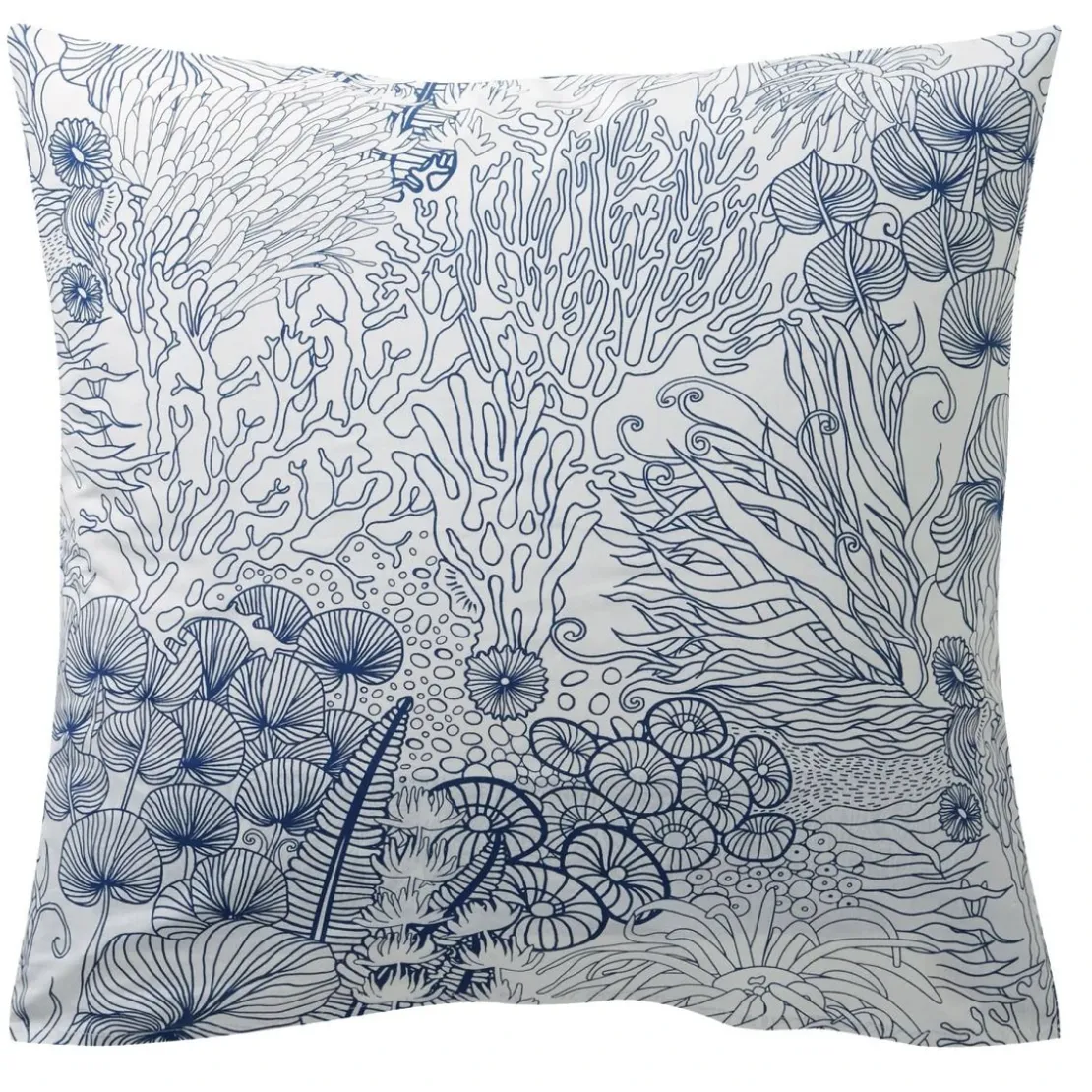 BecquetTaie d'oreiller réversible en coton bleu à motif marin - LES PROFONDEURS