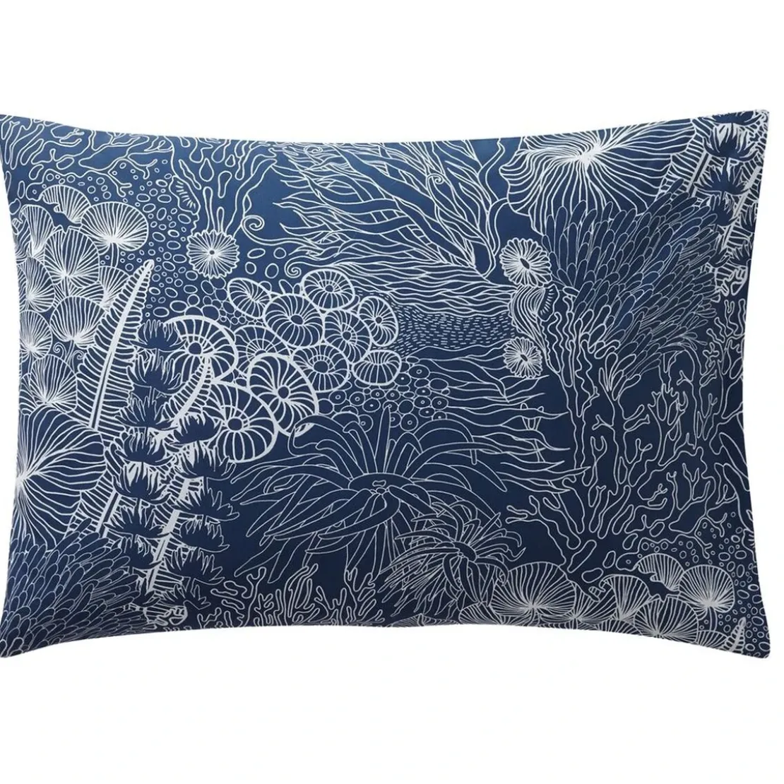 BecquetTaie d'oreiller réversible en coton bleu à motif marin - LES PROFONDEURS