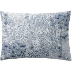 BecquetTaie d'oreiller réversible en coton bleu à motif marin - LES PROFONDEURS