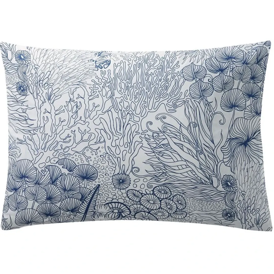 BecquetTaie d'oreiller réversible en coton bleu à motif marin - LES PROFONDEURS