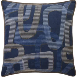 BecquetTaie d'oreiller réversible en coton bleu à motif graphique - MARTIAL