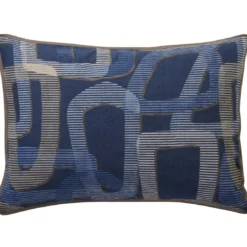 BecquetTaie d'oreiller réversible en coton bleu à motif graphique - MARTIAL