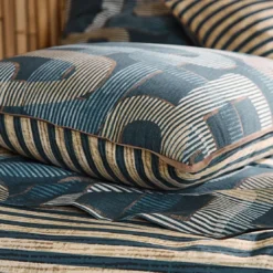 BecquetTaie d'oreiller réversible en coton bleu à motif graphique - MARTIAL