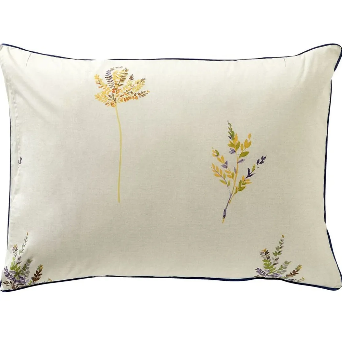 BecquetTaie d'oreiller réversible en percale de coton écru à motif floral - ALBA