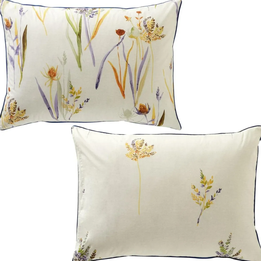 BecquetTaie d'oreiller réversible en percale de coton écru à motif floral - ALBA