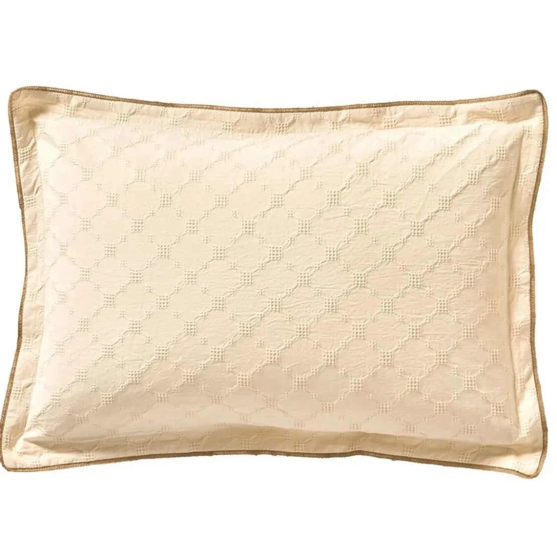 BecquetTaie d'oreiller réversible en coton beige uni gaufré - SAHA