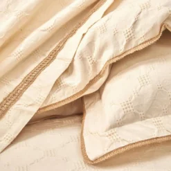 BecquetTaie d'oreiller réversible en coton beige uni gaufré - SAHA