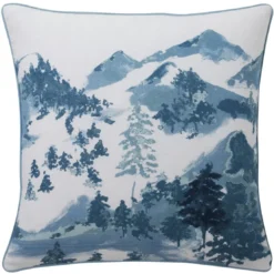 BecquetTaie d’oreiller réversible en flanelle écru imprimé montagne bleue - BLUE SALEN