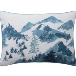 BecquetTaie d’oreiller réversible en flanelle écru imprimé montagne bleue - BLUE SALEN