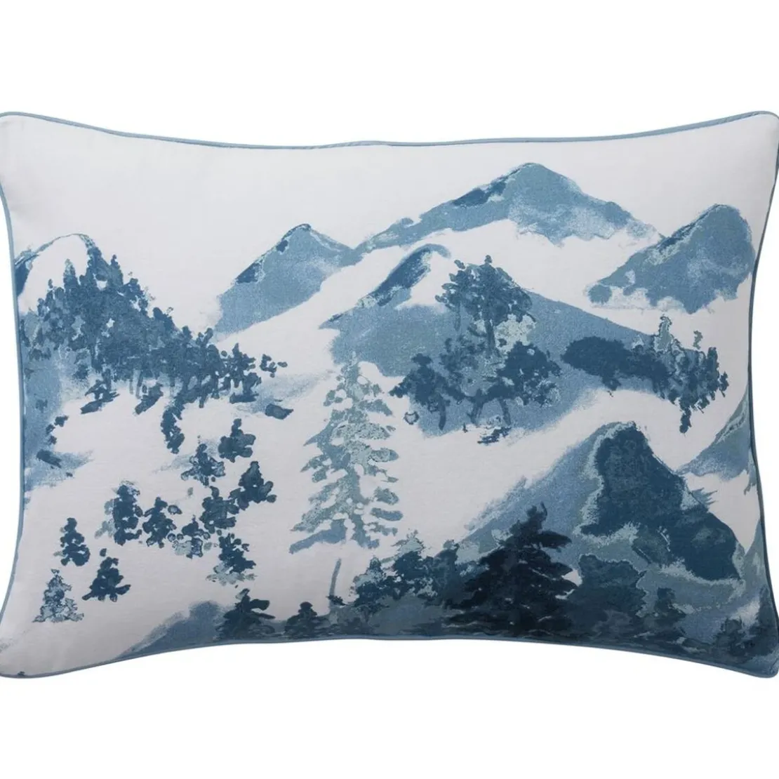 BecquetTaie d’oreiller réversible en flanelle écru imprimé montagne bleue - BLUE SALEN