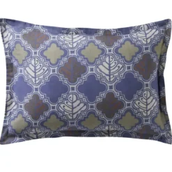 BecquetTaie d'oreiller réversible en coton bleu marine - AFRO GEO