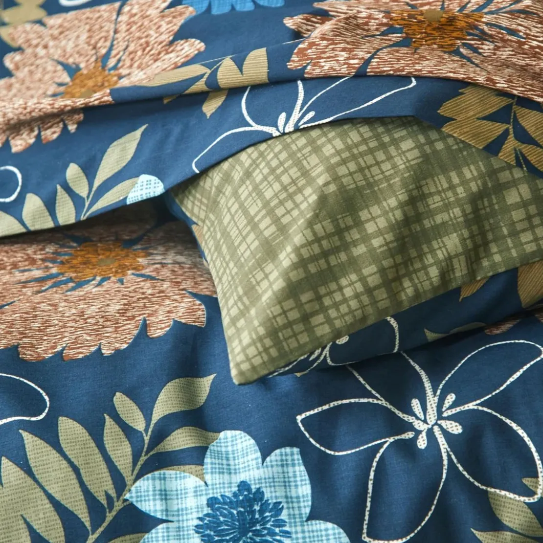 BecquetTaie d'oreiller réversible en polycoton bleu - FLOW BLEU