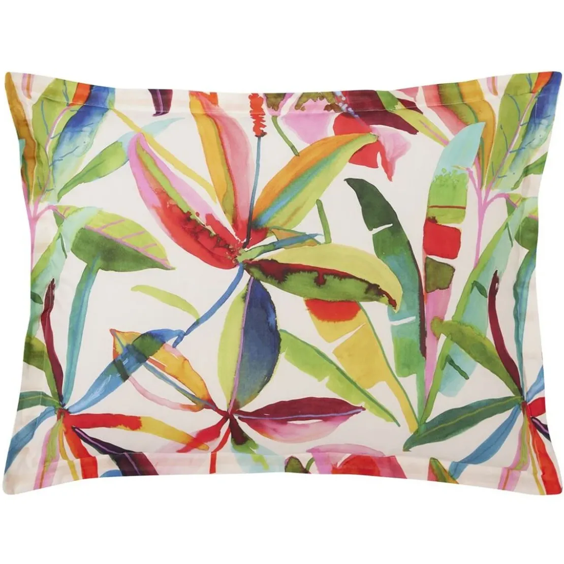 BecquetTaie d’oreiller réversible en coton écru à motif tropical multicolore - IPANEMA