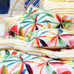 BecquetTaie d’oreiller réversible en coton écru à motif tropical multicolore - IPANEMA