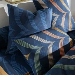 BecquetTaie d'oreiller réversible en coton bleu marine - SPORTY CHIC