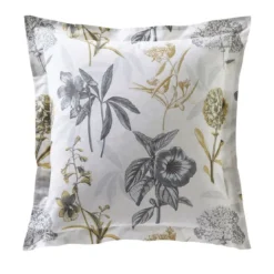 BecquetTaie d'oreiller réversible en percale de coton gris perle - REVE FLEURI