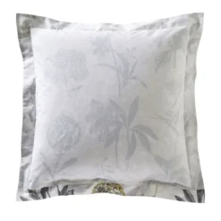 BecquetTaie d'oreiller réversible en percale de coton gris perle - REVE FLEURI