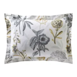BecquetTaie d'oreiller réversible en percale de coton gris perle - REVE FLEURI
