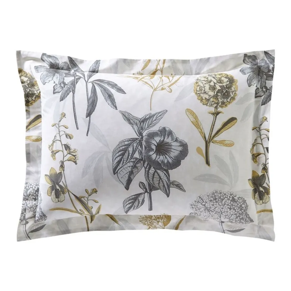 BecquetTaie d'oreiller réversible en percale de coton gris perle - REVE FLEURI