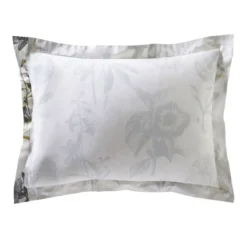 BecquetTaie d'oreiller réversible en percale de coton gris perle - REVE FLEURI
