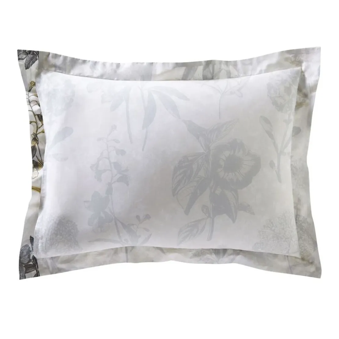 BecquetTaie d'oreiller réversible en percale de coton gris perle - REVE FLEURI