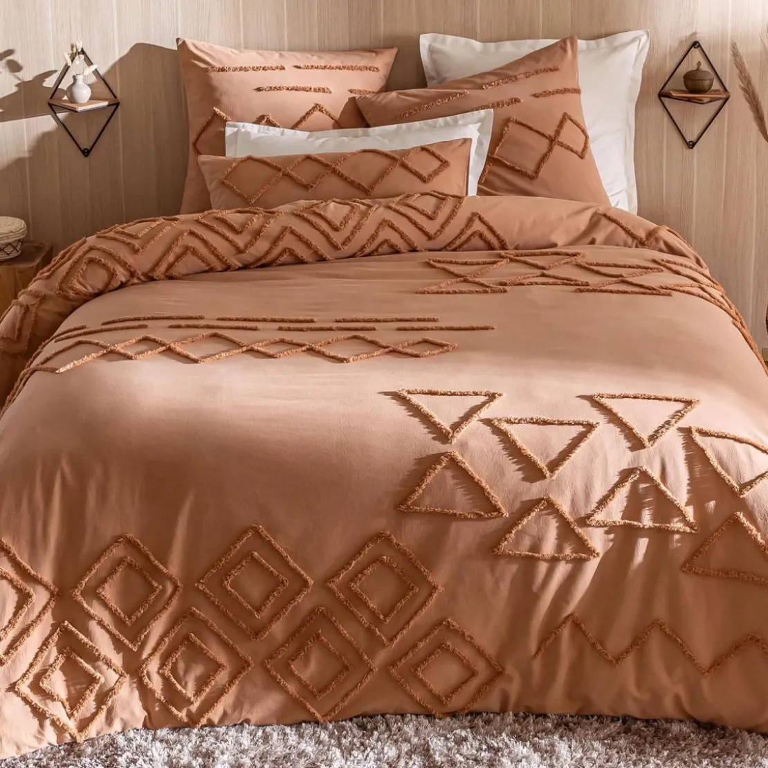 BecquetTaie d'oreiller réversible en coton tufté beige doré - DESERT