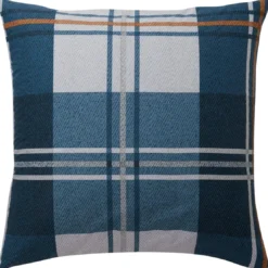 BecquetTaie d'oreiller réversible en percale de coton bleu marine à carreaux - CHRISTOPHE