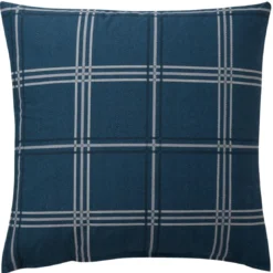 BecquetTaie d'oreiller réversible en percale de coton bleu marine à carreaux - CHRISTOPHE
