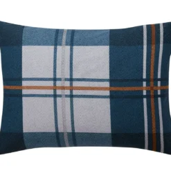 BecquetTaie d'oreiller réversible en percale de coton bleu marine à carreaux - CHRISTOPHE