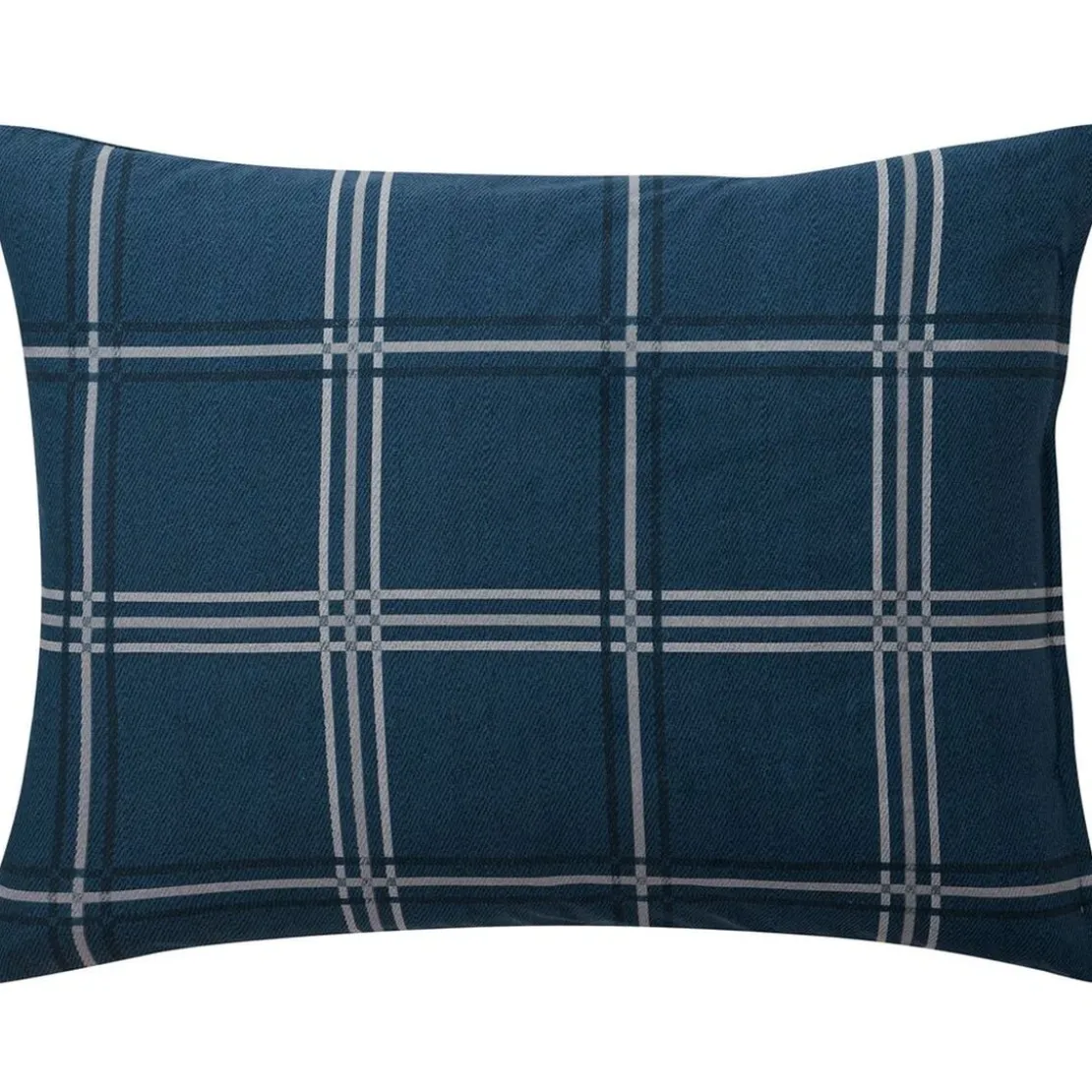 BecquetTaie d'oreiller réversible en percale de coton bleu marine à carreaux - CHRISTOPHE