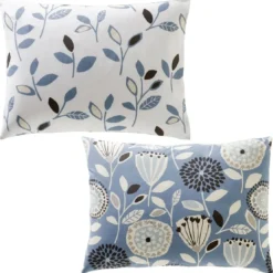 BecquetTaie d'oreiller réversible en coton bleu à motif floral - SEVENTIES