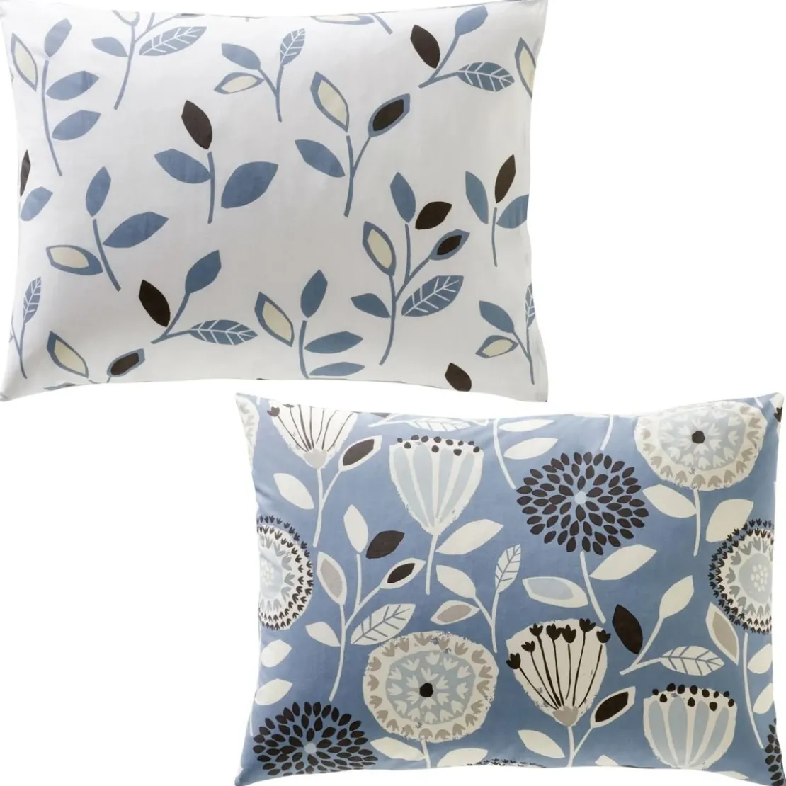 BecquetTaie d'oreiller réversible en coton bleu à motif floral - SEVENTIES