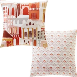 BecquetTaie d'oreiller révesible en coton blanc cassé - SAHARA rose en coton