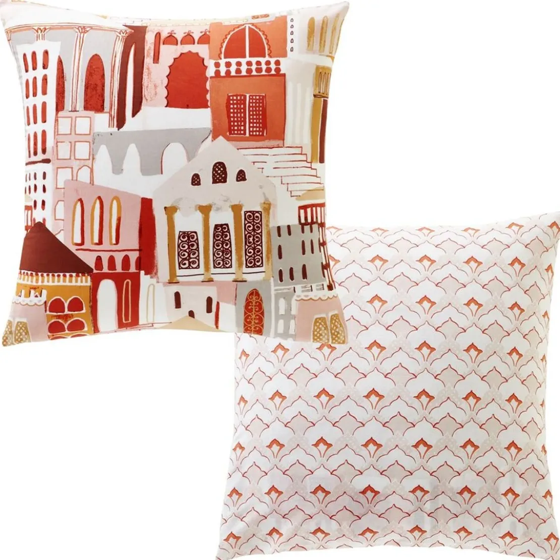 BecquetTaie d'oreiller révesible en coton blanc cassé - SAHARA rose en coton