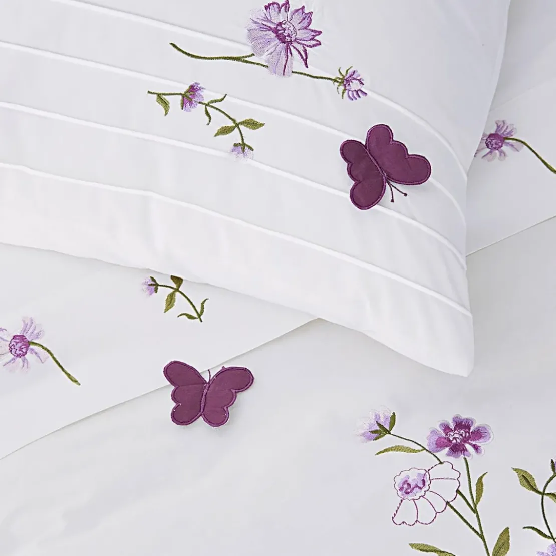 BecquetTaie d'oreiller sac brodée en coton percale DR.LORENZA - Blanc