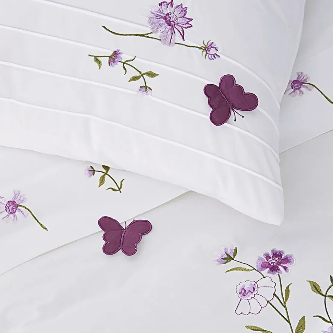 BecquetTaie d'oreiller sac brodée en coton percale DR.LORENZA - Blanc