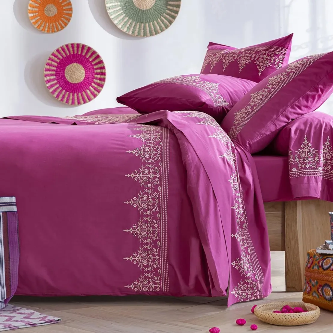 BecquetTaie d'oreiller sac LAURINE rose fuchsia