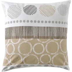 BecquetTaie d'oreiller sac, motifs rayures et cercles EXPRESSO POLYCOTON - beige