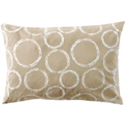 BecquetTaie d'oreiller sac, motifs rayures et cercles EXPRESSO POLYCOTON - beige
