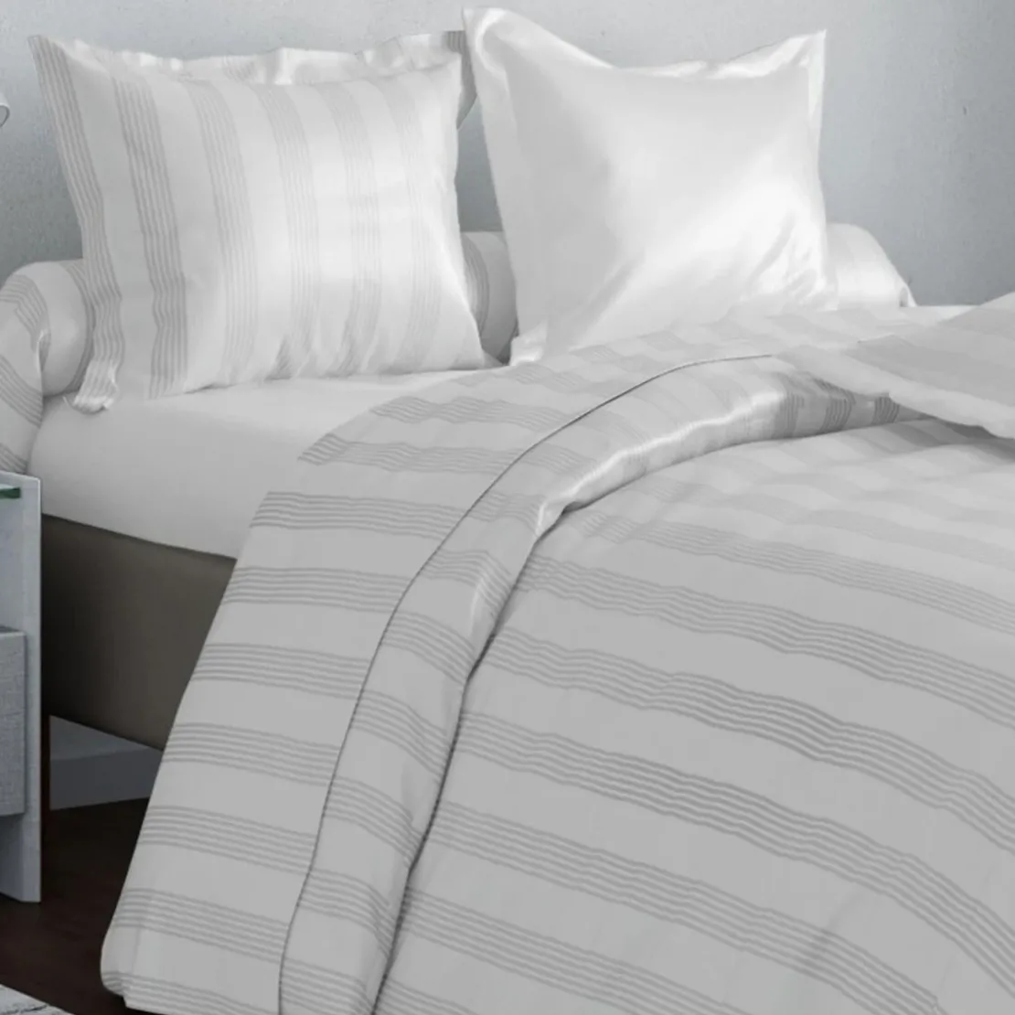 BecquetTaie d'oreiller SATIN RAYE/UNI - blanc