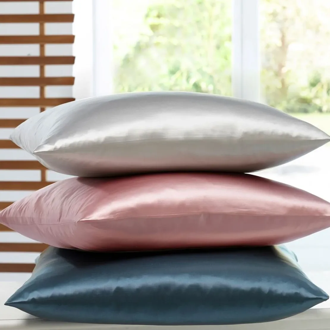 BecquetTaie d'oreiller SOIE/SATIN - gris perle