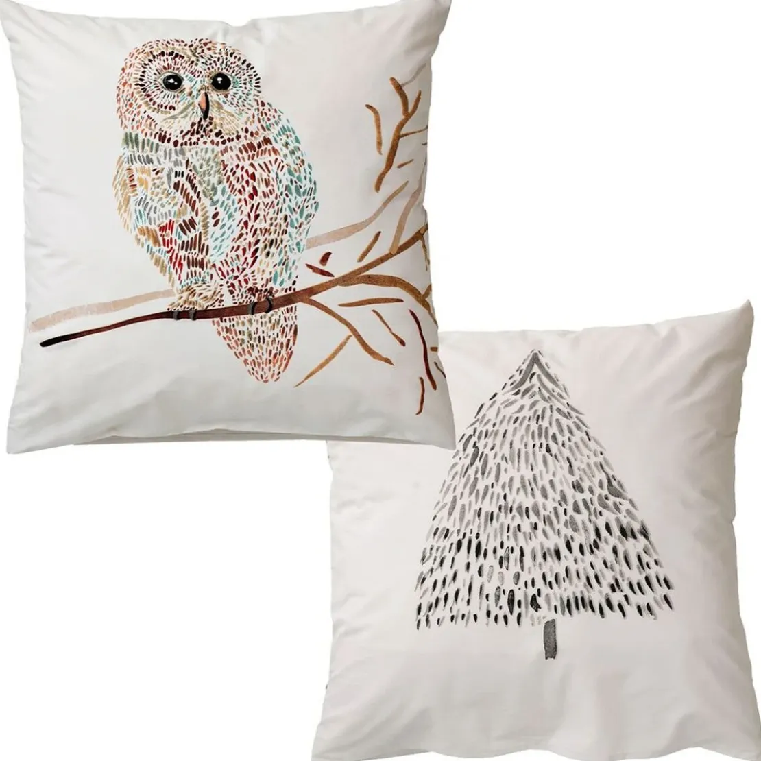 BecquetTaie d'oreiller, taie de traversin coton CHOUETTE DES NEIGES - multicolore