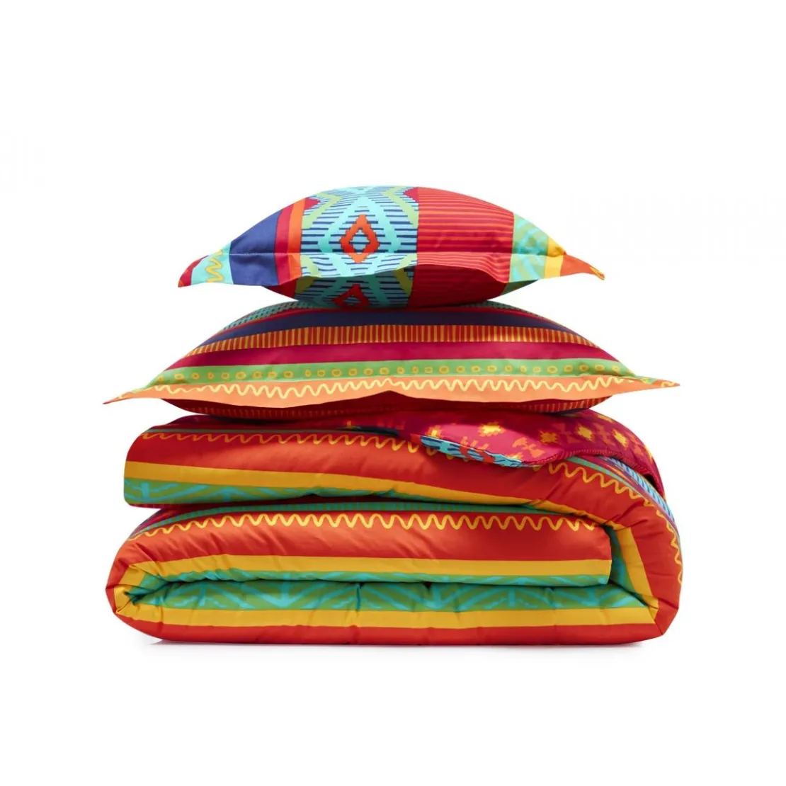 BecquetTaie d'oreiller, traversin motifs ethniques multicolore - EL GRINGO