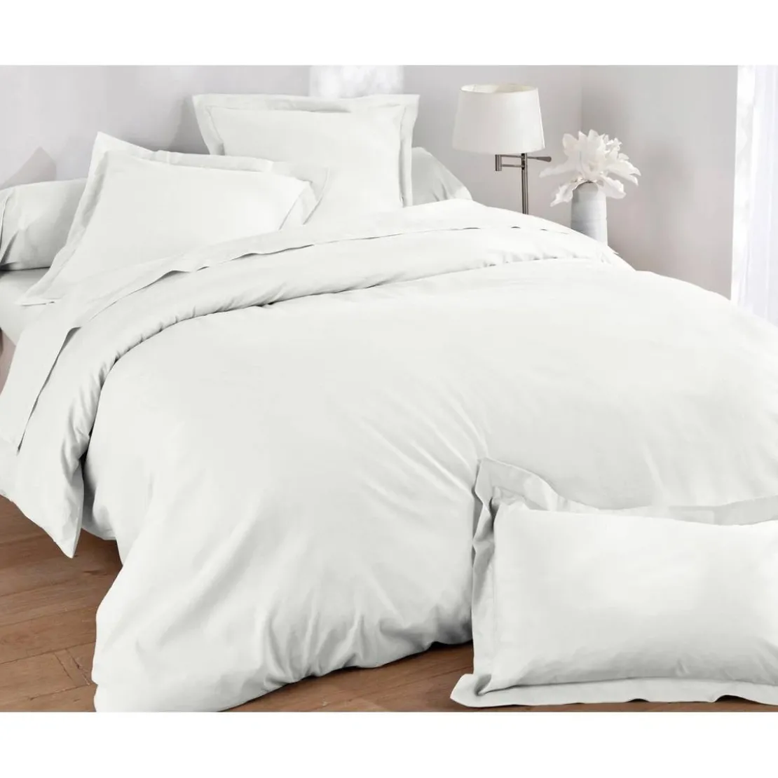 BecquetTaie d'oreiller uni en lin Blanc